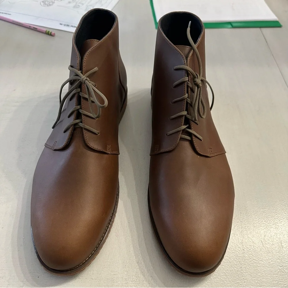Nisolo Men's Everyday Chukka Lace-Up Boots in Brown Leather Sz 12 NIB